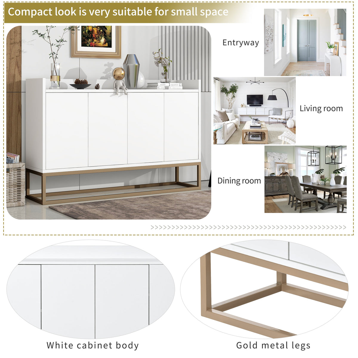 TREXM Modern Sideboard Elegant Buffet Cabinet with Large Storage Space