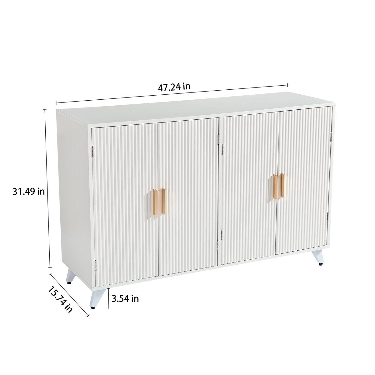 Sideboard Buffet cabinet with 4 doors and removable shelves, ivory white