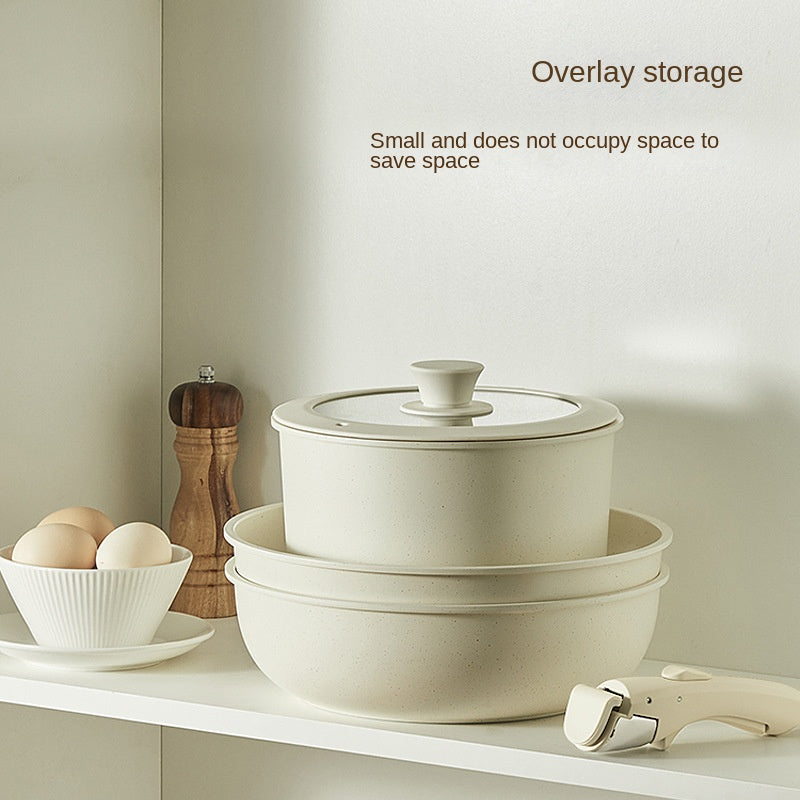 Detachable cookware set, pot, wheat rice stone, flat bottomed , household handle