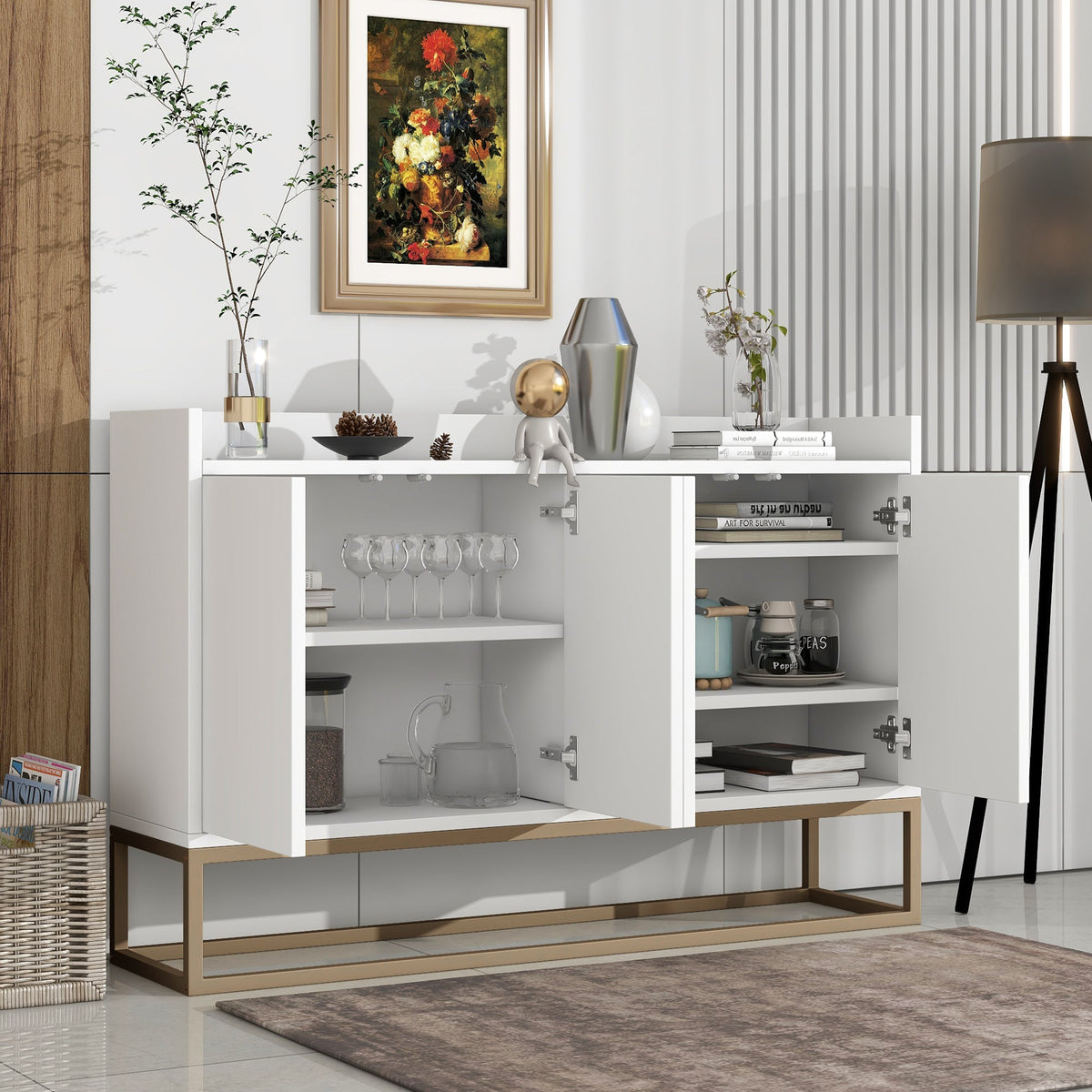 TREXM Modern Sideboard Elegant Buffet Cabinet with Large Storage Space