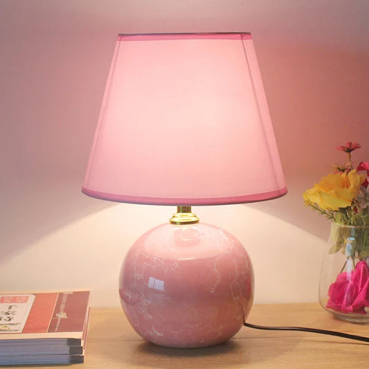 Nordic Pink Ceramic Bedside Table Lamp – Modern Cute LED Desk Lamp for Bedroom & Home Décor