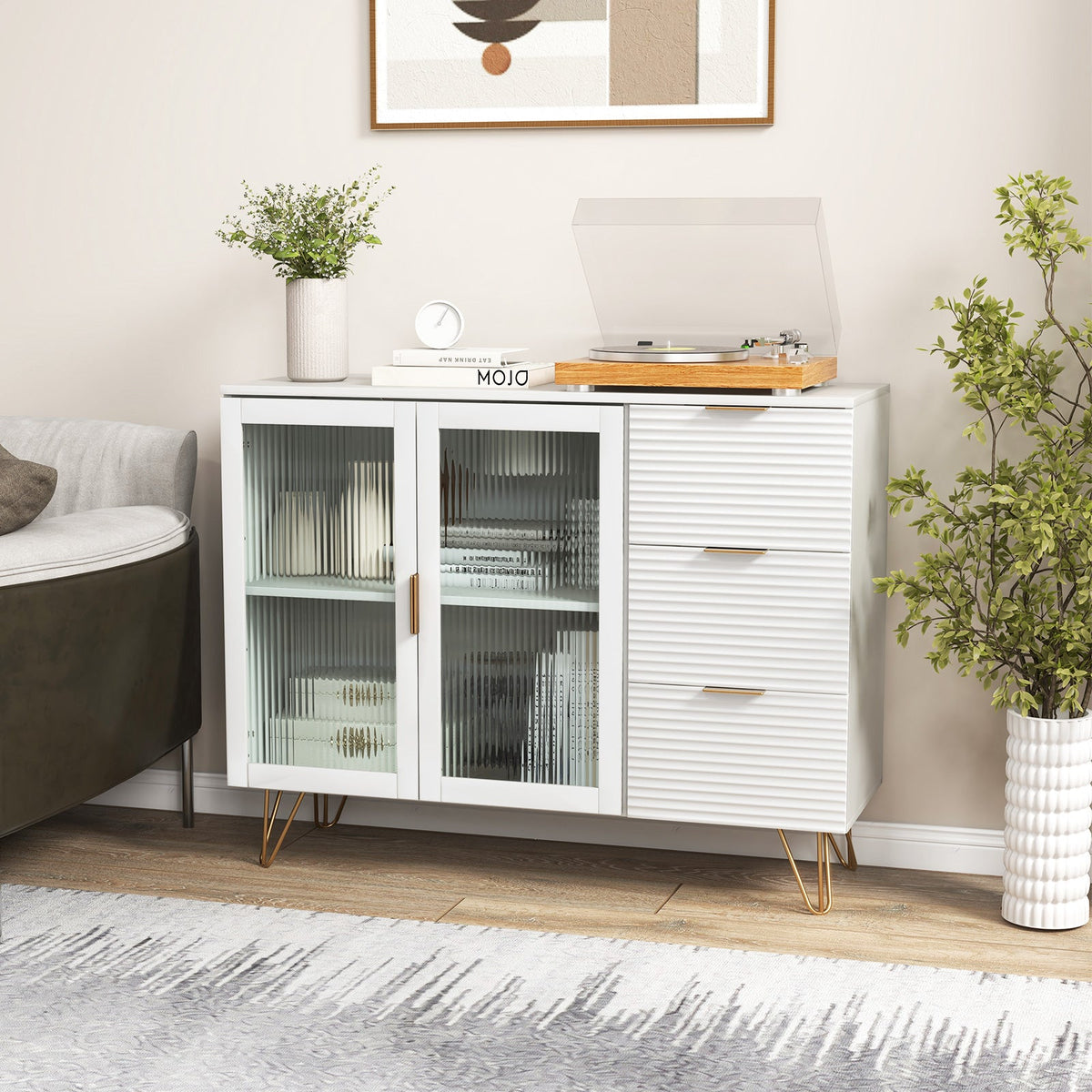 Modern Sideboard Buffet Cabinet with 2 Doors and 3 Drawers for Living or Dining room