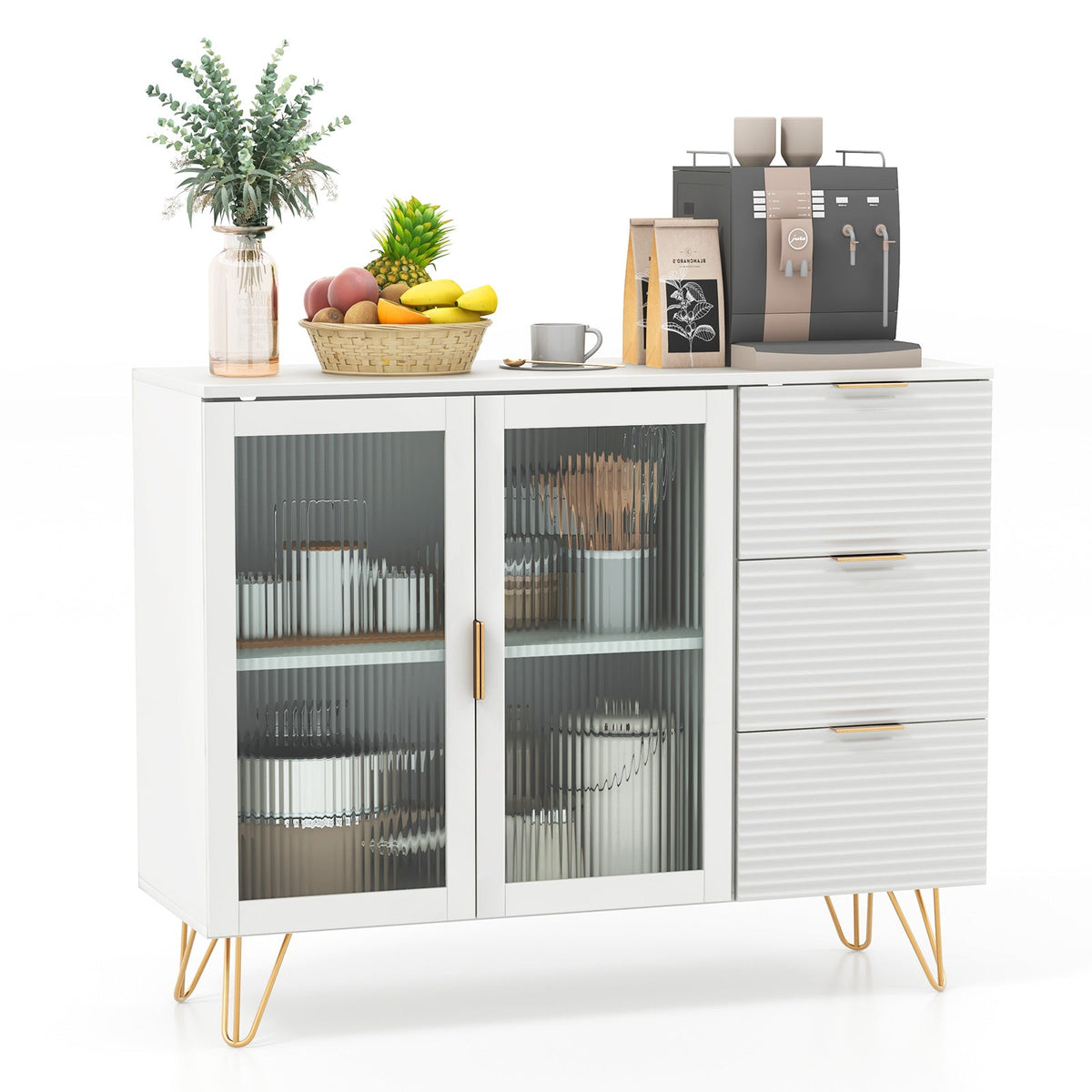 Modern Sideboard Buffet Cabinet with 2 Doors and 3 Drawers for Living or Dining room