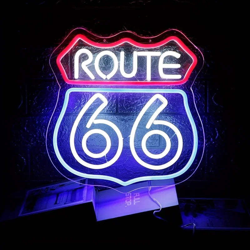 Historic Route 66 Neon Sign Neon Lights man cave bedroom office home decor