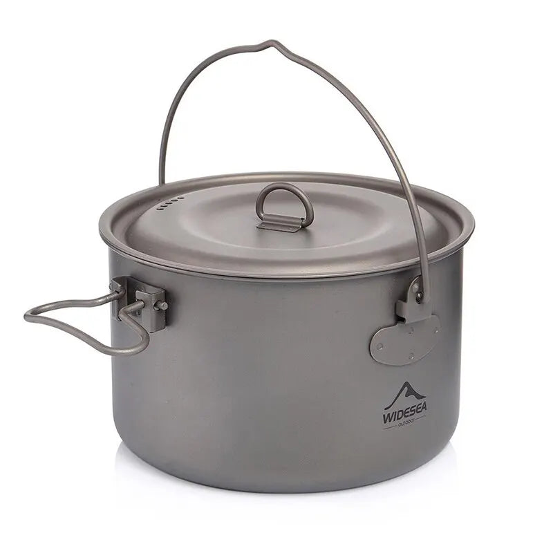Widesea Camping Titanium Cookware Set Pot Frying Pan Picnic Kitchen Hiking Trekking