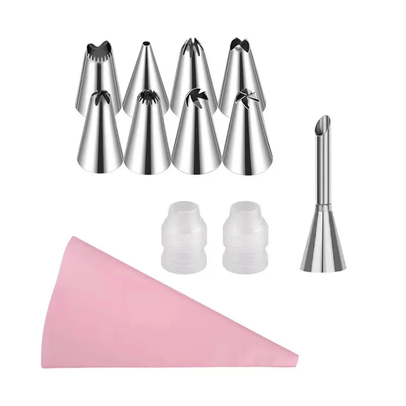 Silicone Piping Bags and Tips Set Cake DIY Decorating Kit  Pastry Baking tools, reuseable