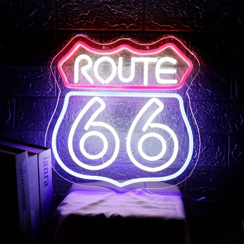 Historic Route 66 Neon Sign Neon Lights man cave bedroom office home decor