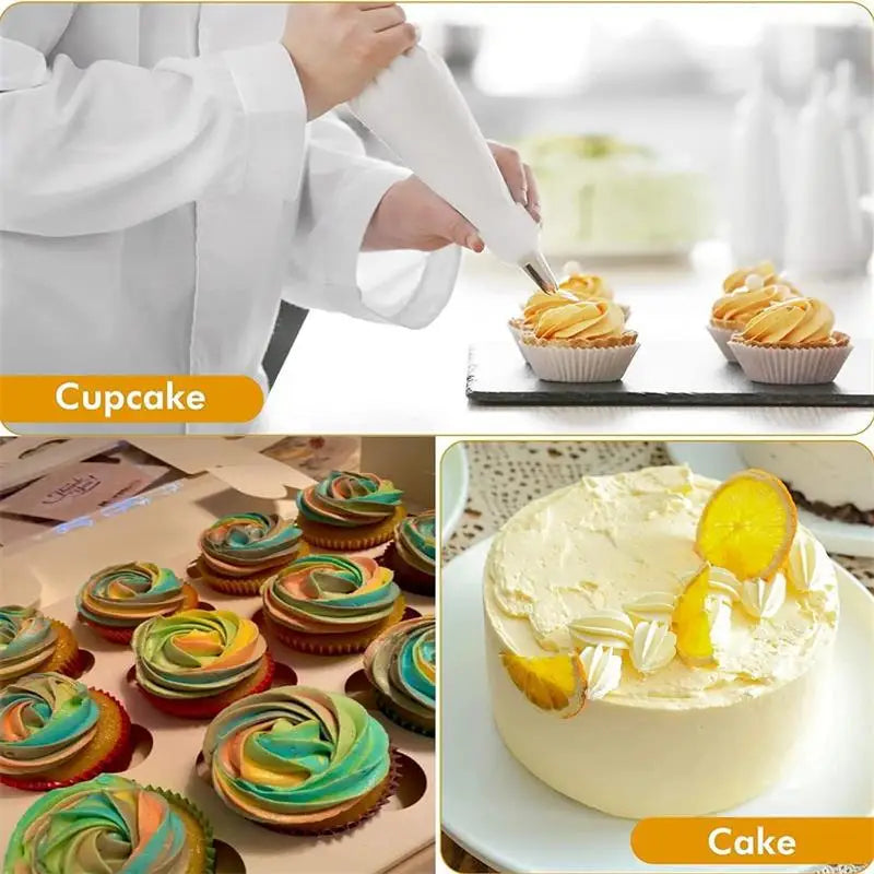 Silicone Piping Bags and Tips Set Cake DIY Decorating Kit  Pastry Baking tools, reuseable