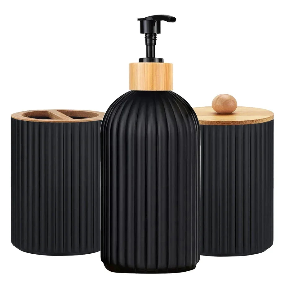 Bathroom Countertop Hand Soap Dispenser Cotton Ball Storage Box Toothbrush holder