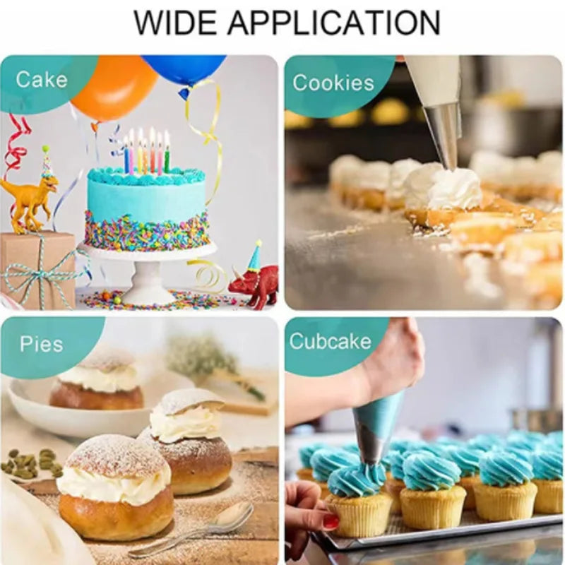 Silicone Piping Bags and Tips Set Cake DIY Decorating Kit  Pastry Baking tools, reuseable
