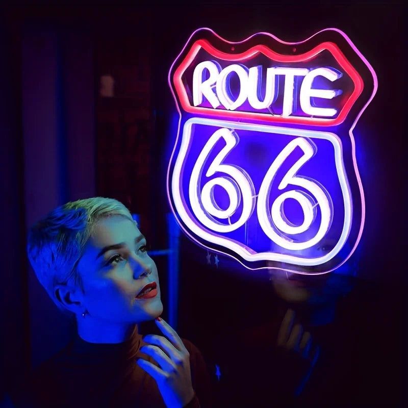 Historic Route 66 Neon Sign Neon Lights man cave bedroom office home decor