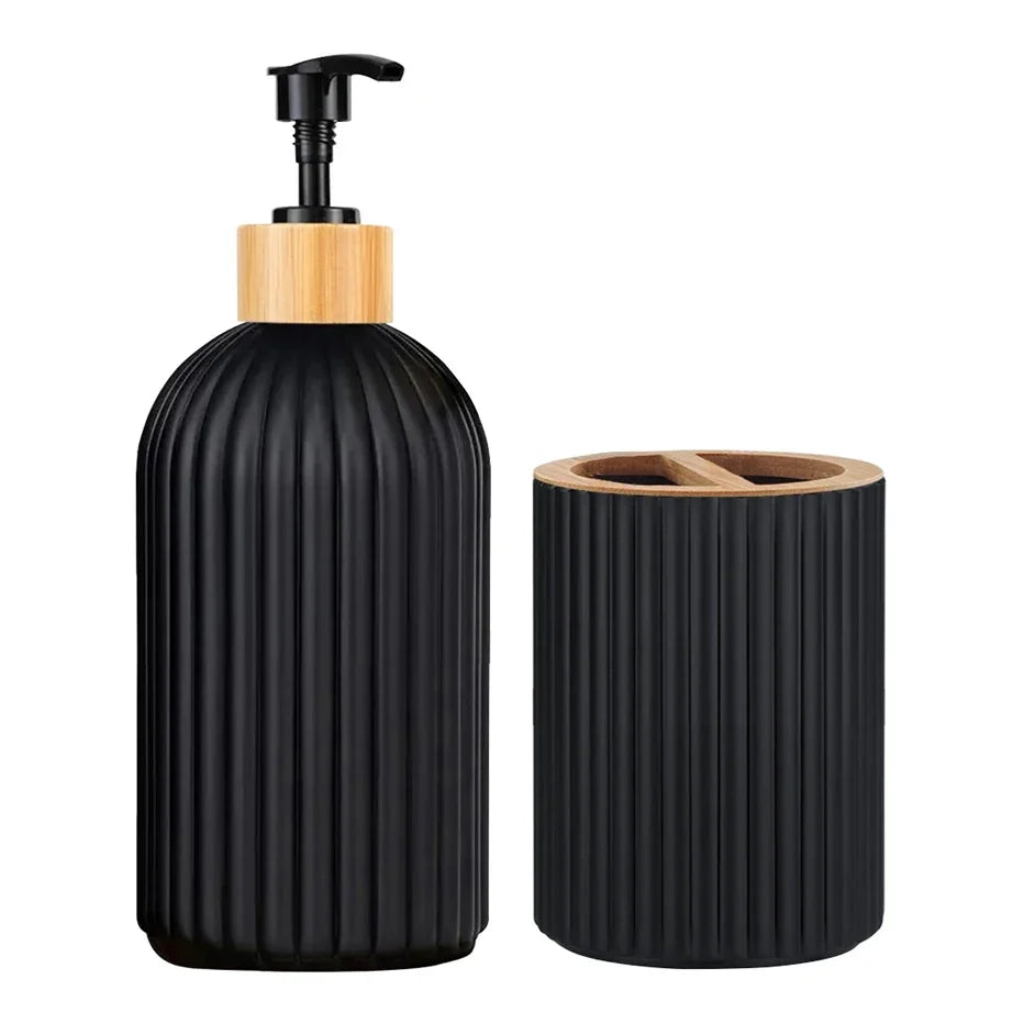 Bathroom Countertop Hand Soap Dispenser Cotton Ball Storage Box Toothbrush holder