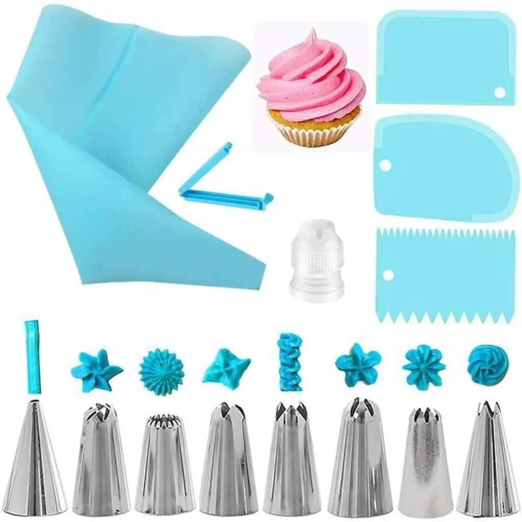 Silicone Piping Bags and Tips Set Cake DIY Decorating Kit  Pastry Baking tools, reuseable