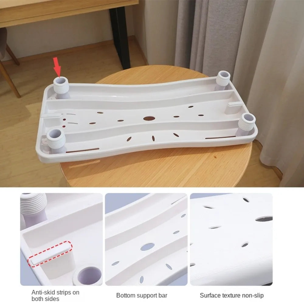 With Handle Bathtub Shower Board Adjustable Non -slip Bathtub Bench With Rounded Corners Bath Sitting Board For Disabled People