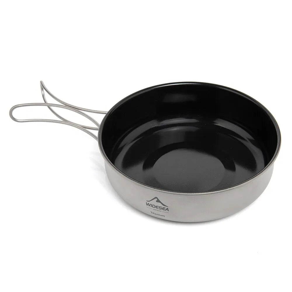 Widesea Camping Titanium Cookware Set Pot Frying Pan Picnic Kitchen Hiking Trekking
