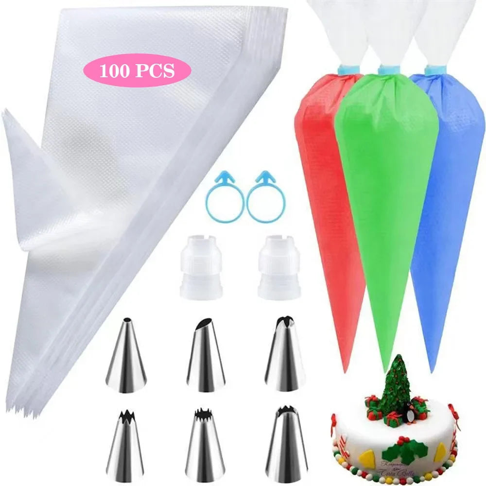 Silicone Piping Bags and Tips Set Cake DIY Decorating Kit  Pastry Baking tools, reuseable