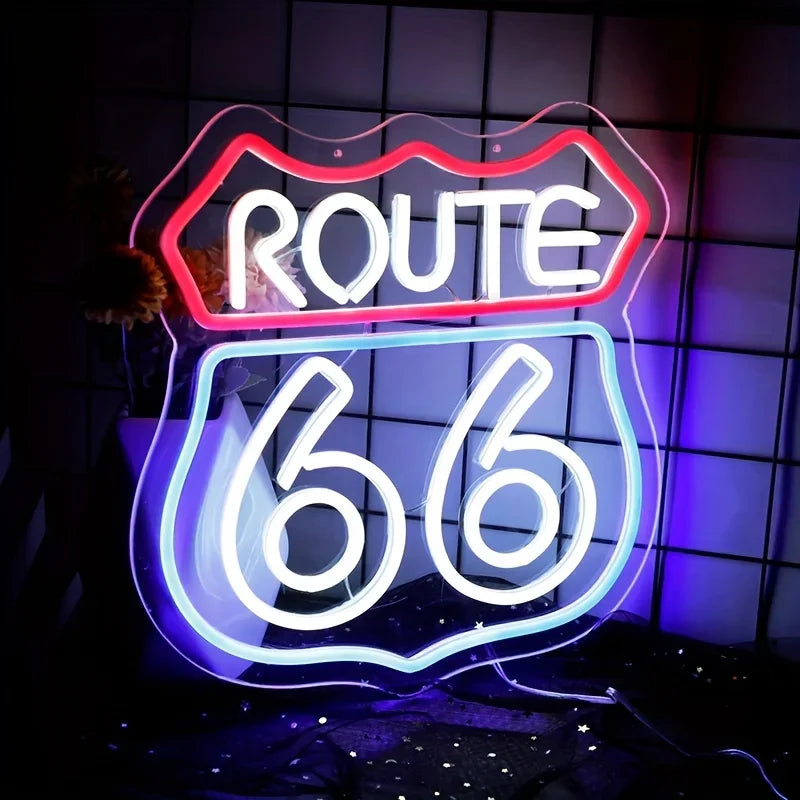 Historic Route 66 Neon Sign Neon Lights man cave bedroom office home decor