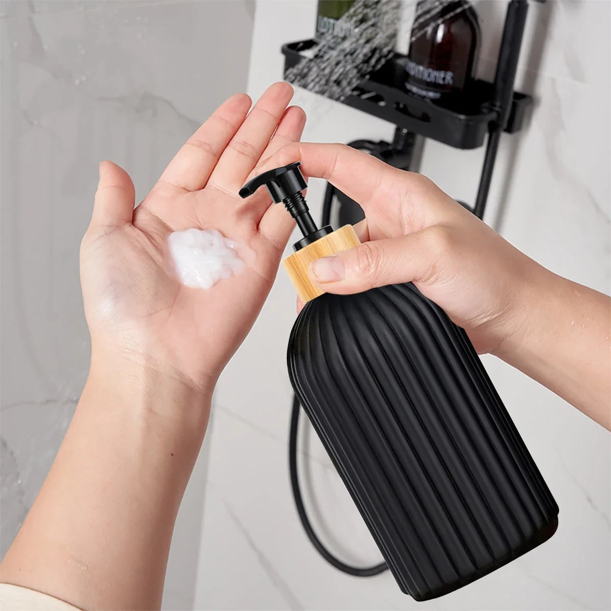 Bathroom Countertop Hand Soap Dispenser Cotton Ball Storage Box Toothbrush holder