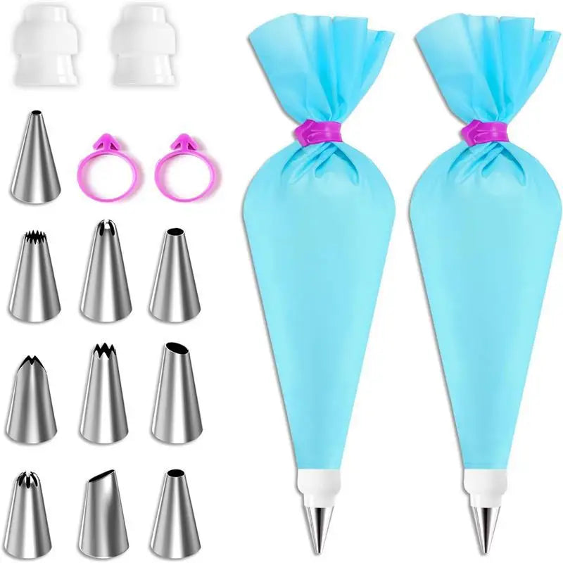 Silicone Piping Bags and Tips Set Cake DIY Decorating Kit  Pastry Baking tools, reuseable