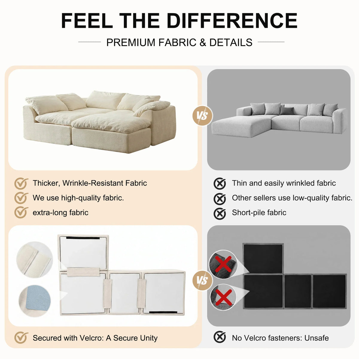 Modern Modular Sectional Sofa Cloud Couch Oversized Deep Seat Comfy Sofa