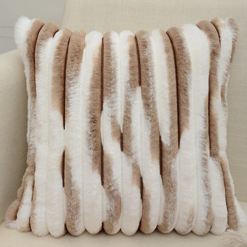 18"x18" Ribbed Ombre Faux Fur Pillow 5 Colors – Ultra-Soft Textured Accent Insert Included
