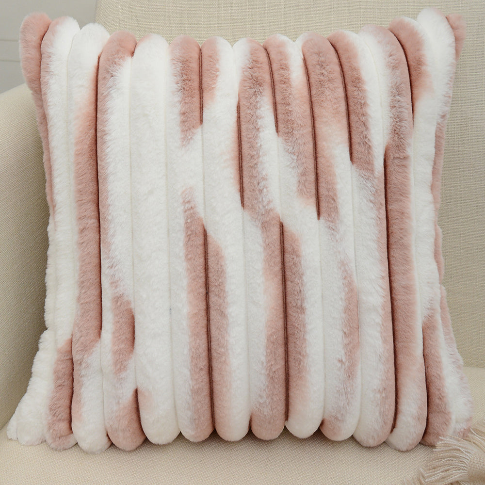 18"x18" Ribbed Ombre Faux Fur Pillow 5 Colors – Ultra-Soft Textured Accent Insert Included