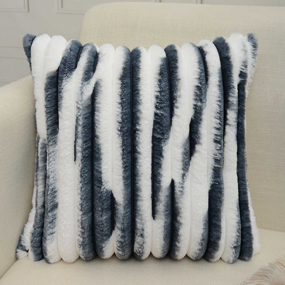 18"x18" Ribbed Ombre Faux Fur Pillow 5 Colors – Ultra-Soft Textured Accent Insert Included