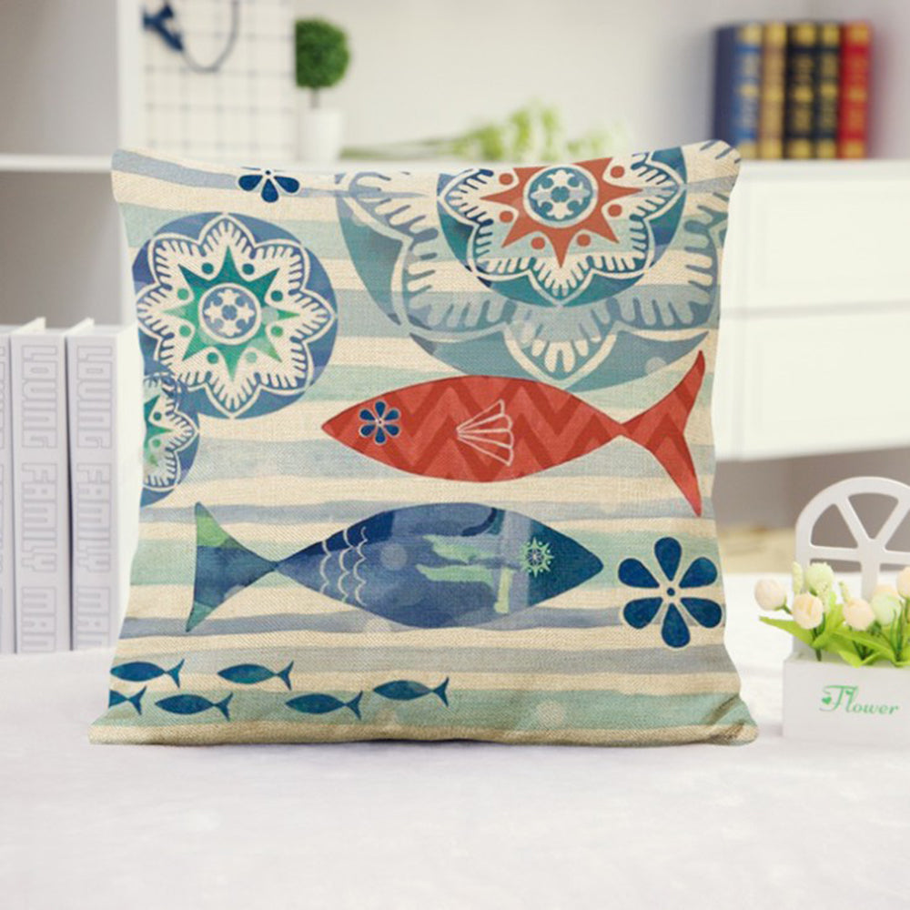 18''x18'' coastal print throw pillow 15 designs nautical & beach themed | rustic seaside accent | insert included