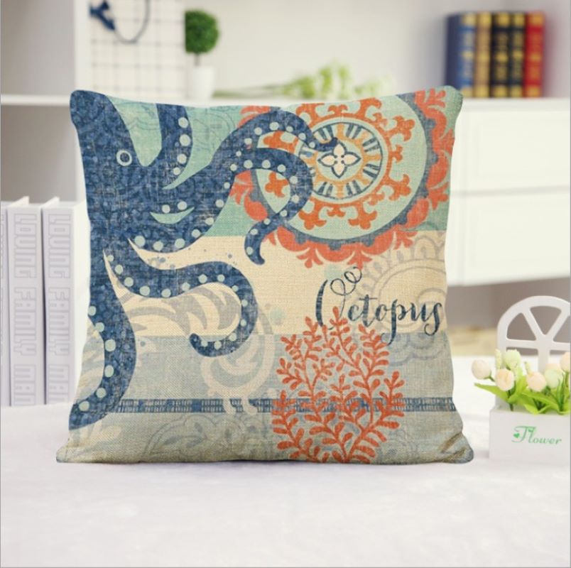 18''x18'' coastal print throw pillow 15 designs nautical & beach themed | rustic seaside accent | insert included