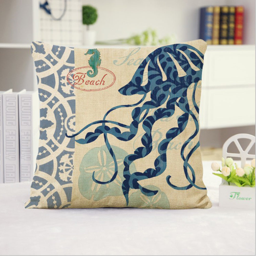 18''x18'' coastal print throw pillow 15 designs nautical & beach themed | rustic seaside accent | insert included