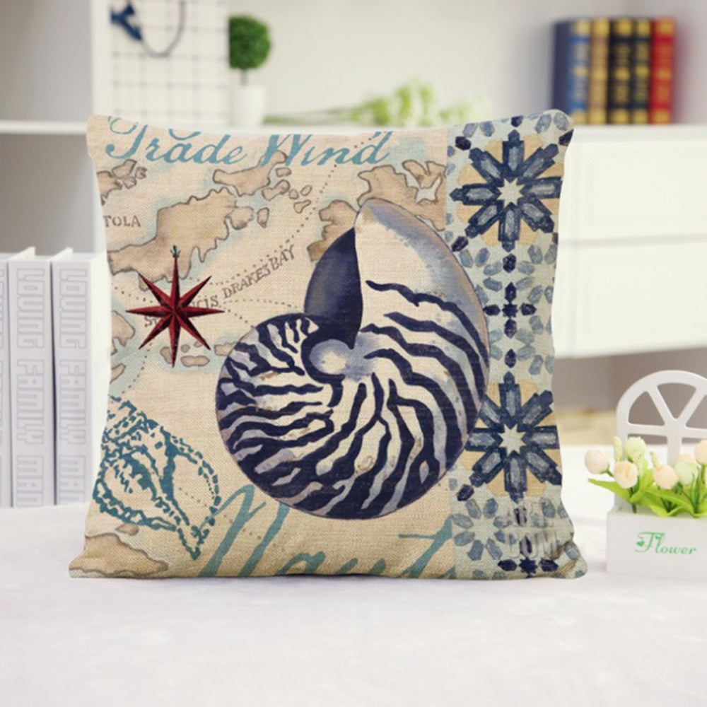 18''x18'' coastal print throw pillow 15 designs nautical & beach themed | rustic seaside accent | insert included