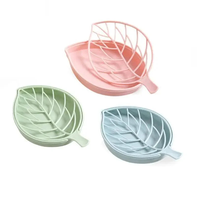 Bathroom, shower, kitchen: Dish Plate Leaf Shape Holder plastic Soap Dispenser Draining