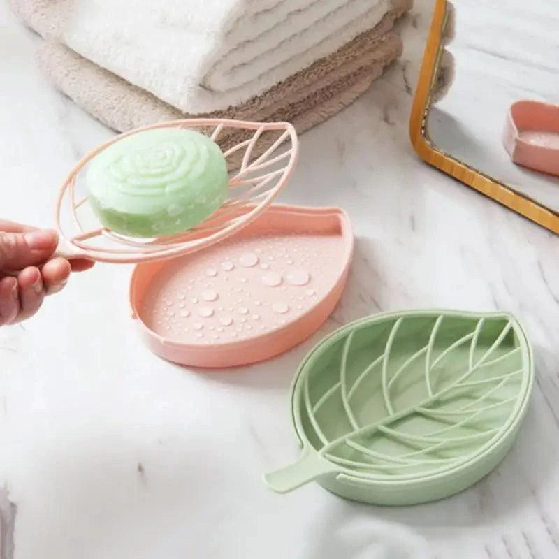 Bathroom, shower, kitchen: Dish Plate Leaf Shape Holder plastic Soap Dispenser Draining
