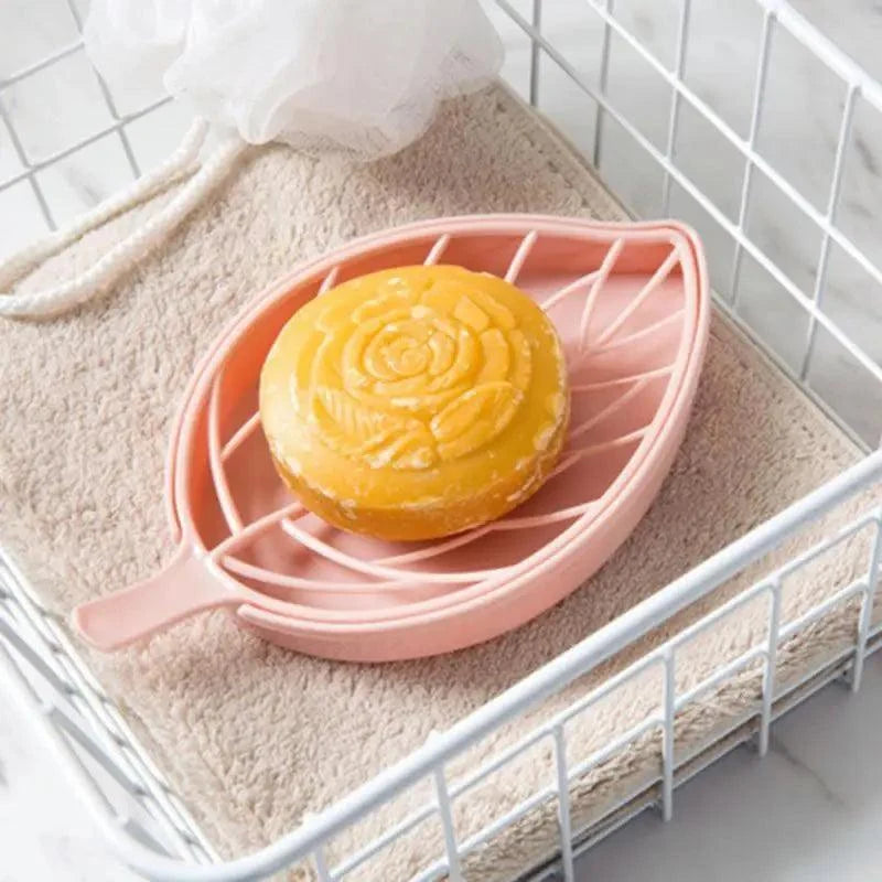 Bathroom, shower, kitchen: Dish Plate Leaf Shape Holder plastic Soap Dispenser Draining
