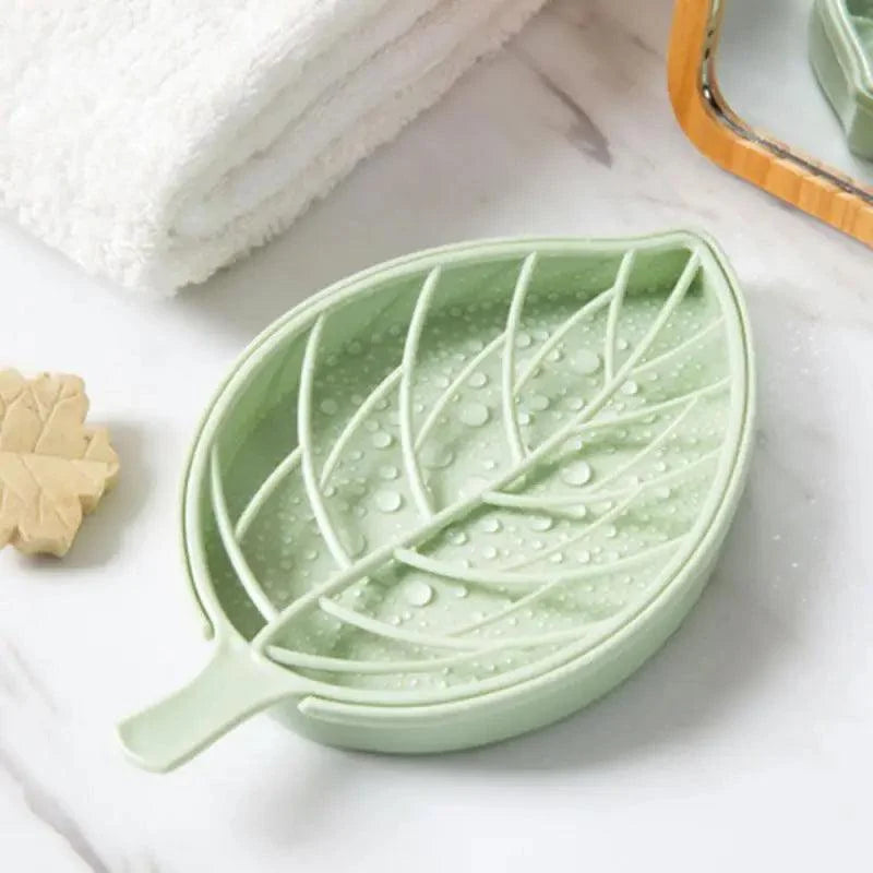 Bathroom, shower, kitchen: Dish Plate Leaf Shape Holder plastic Soap Dispenser Draining