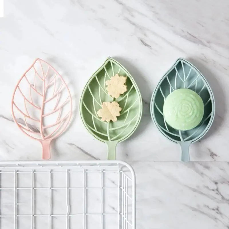 Bathroom, shower, kitchen: Dish Plate Leaf Shape Holder plastic Soap Dispenser Draining