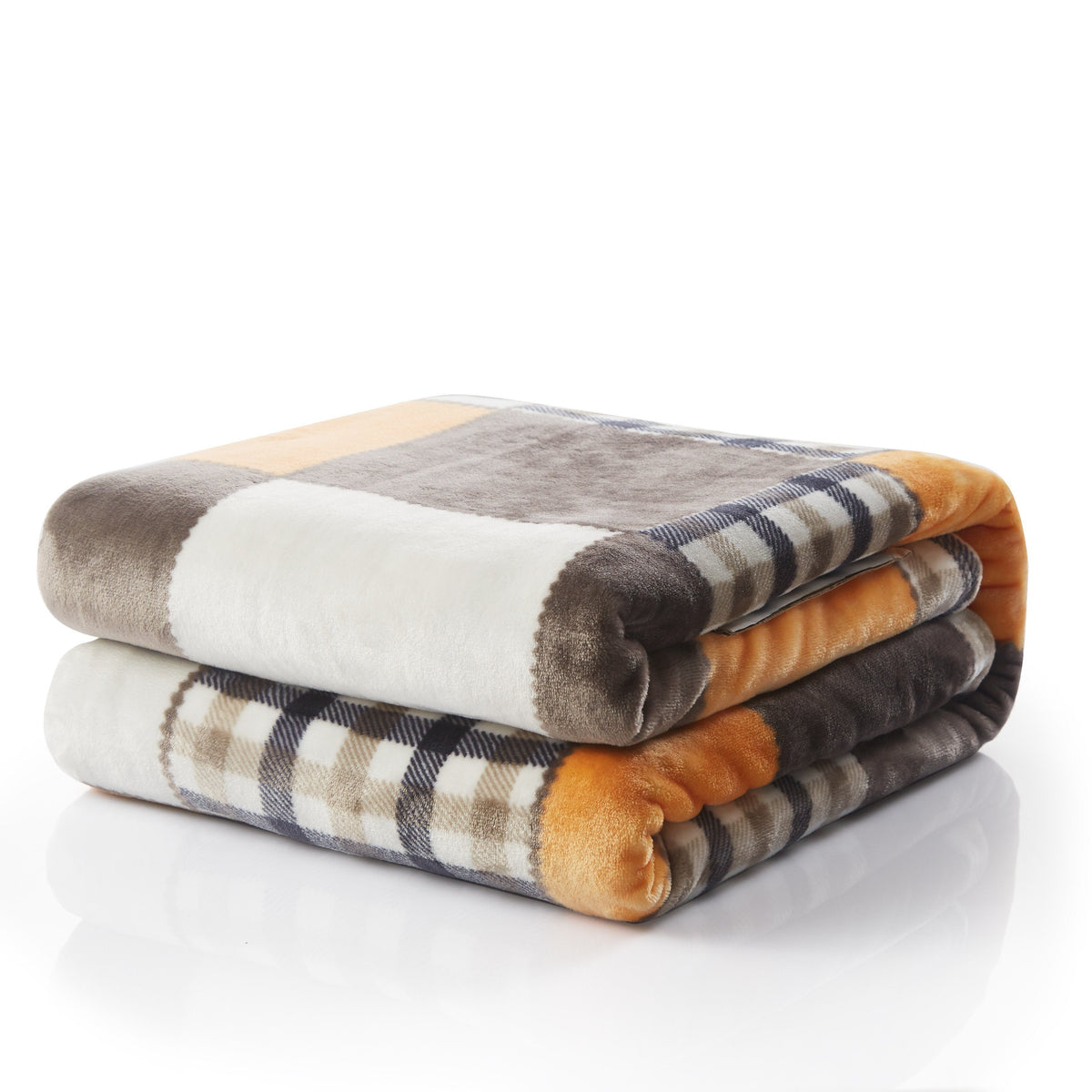 Tache Fall Orange Farmhouse Super Soft Micro Fleece Plaid Patchwork Plush Lightweight Bed Throw/blanket