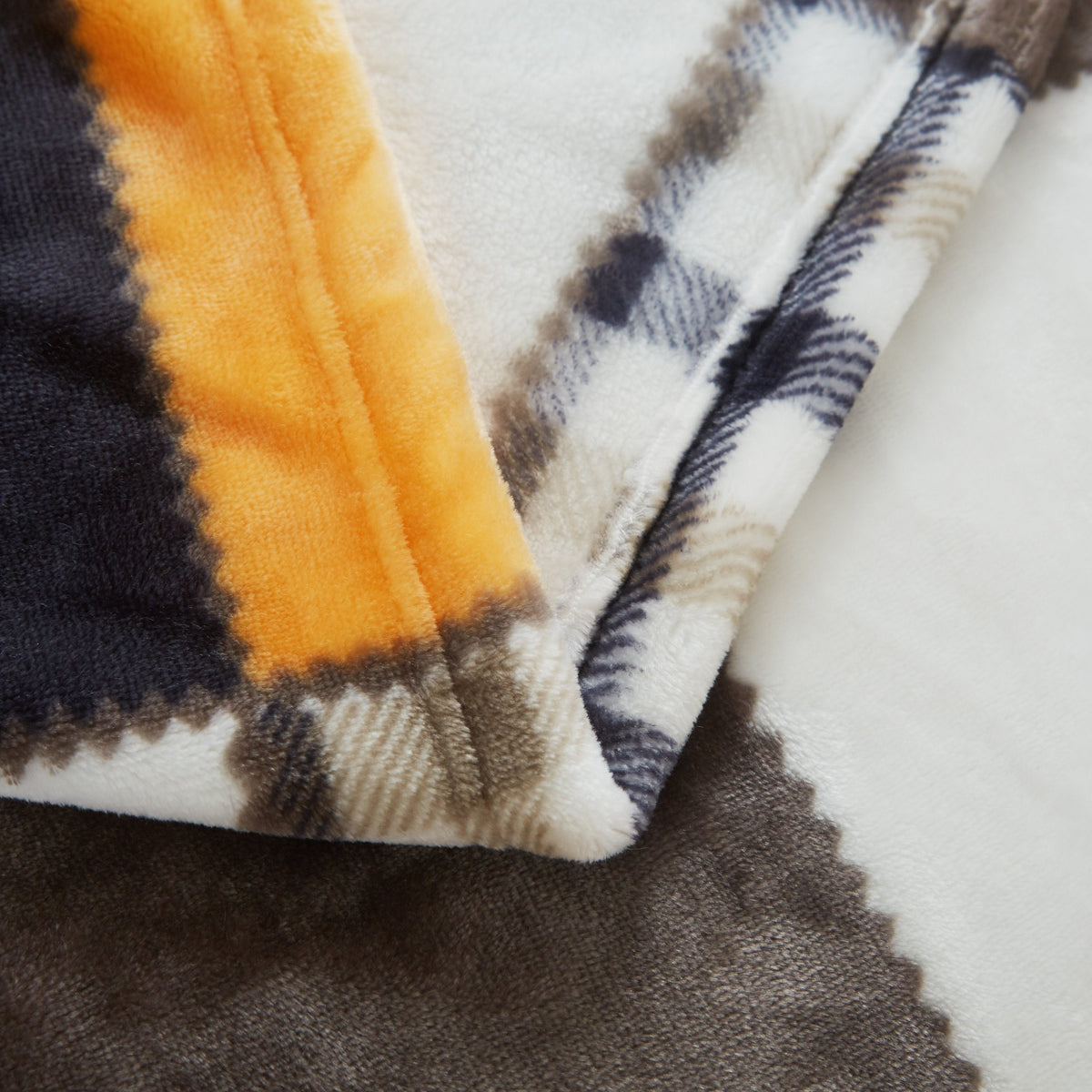 Tache Fall Orange Farmhouse Super Soft Micro Fleece Plaid Patchwork Plush Lightweight Bed Throw/blanket