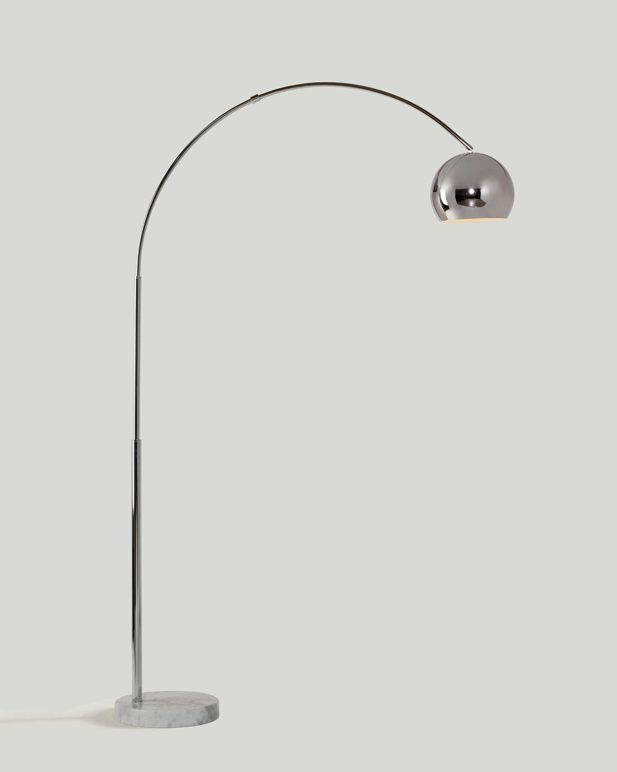 Olivia Floor Lamp with a marble base, arching swoop graceful