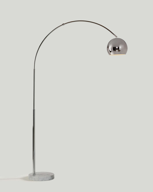Olivia Floor Lamp with a marble base, arching swoop graceful