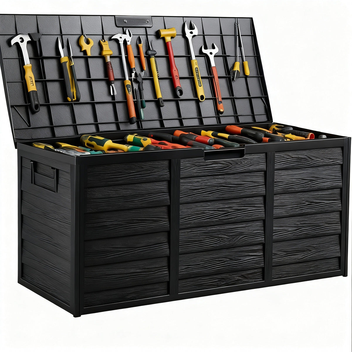 75 Gallon Heavy-Duty Outdoor Deck Box – Waterproof Patio Storage Box with Hinged Lid, Lockable