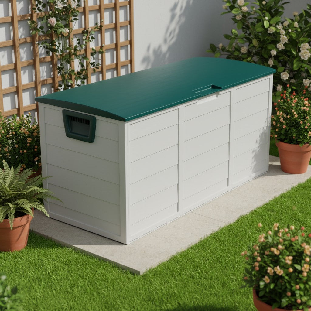 75 Gallon Heavy-Duty Outdoor Deck Box – Waterproof Patio Storage Box with Hinged Lid, Lockable