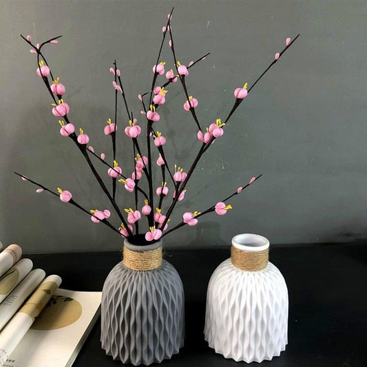 Modern Artificial Floral Plastic Vase Ceramic looking Flower Pot