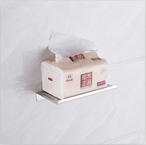 NEW: Stainless steel toilet paper holder with Shelf Wall Mounted Modern Paper Towel Adapter