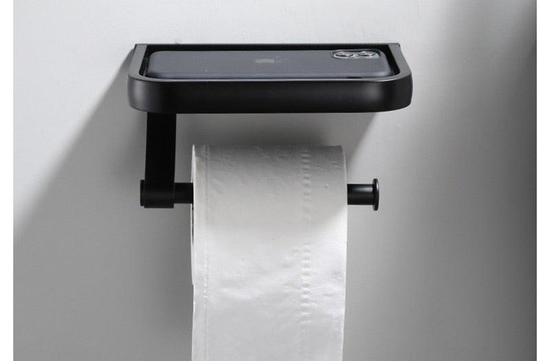 NEW: Stainless steel toilet paper holder with Shelf Wall Mounted Modern Paper Towel Adapter