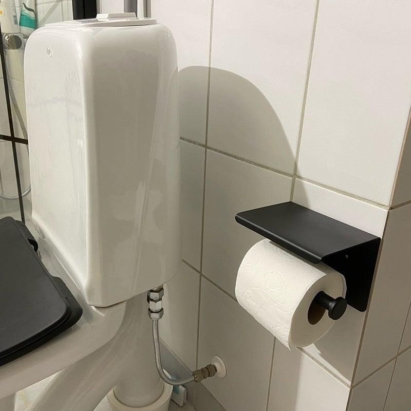 NEW: Stainless steel toilet paper holder with Shelf Wall Mounted Modern Paper Towel Adapter