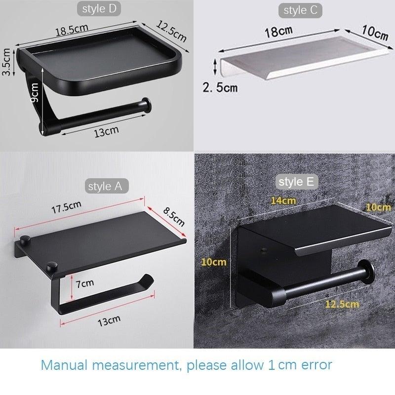 NEW: Stainless steel toilet paper holder with Shelf Wall Mounted Modern Paper Towel Adapter