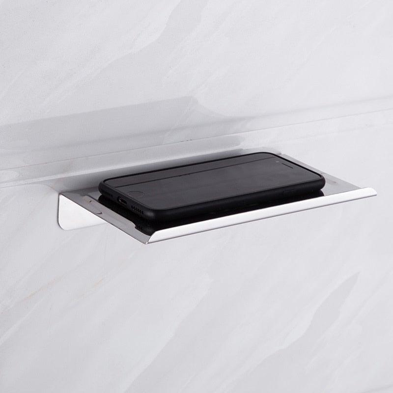 NEW: Stainless steel toilet paper holder with Shelf Wall Mounted Modern Paper Towel Adapter