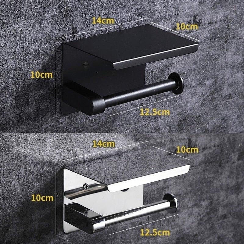 NEW: Stainless steel toilet paper holder with Shelf Wall Mounted Modern Paper Towel Adapter