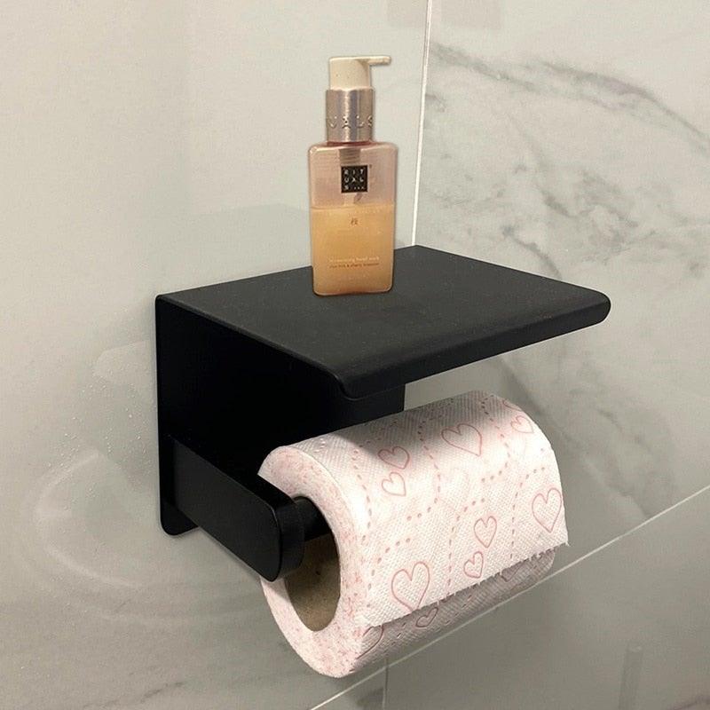 NEW: Stainless steel toilet paper holder with Shelf Wall Mounted Modern Paper Towel Adapter